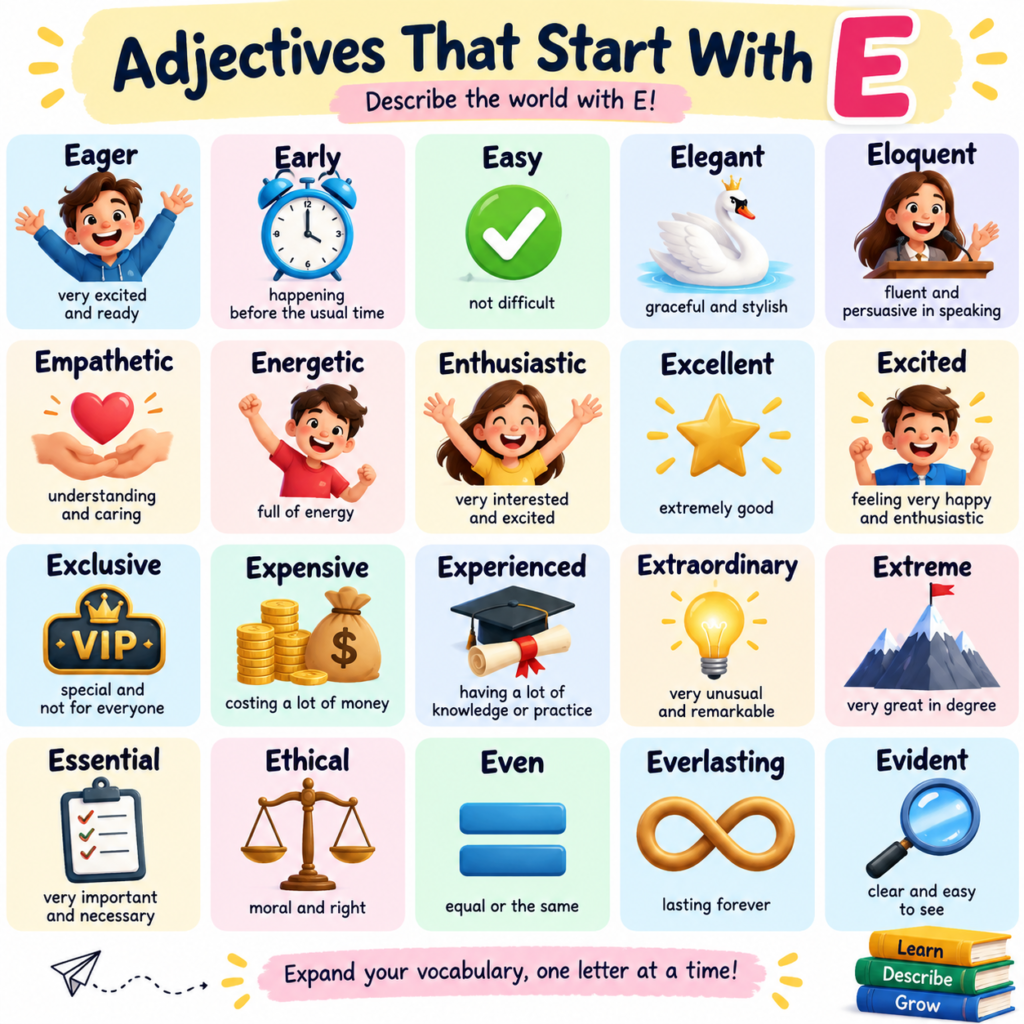 Adjectives That Start With E