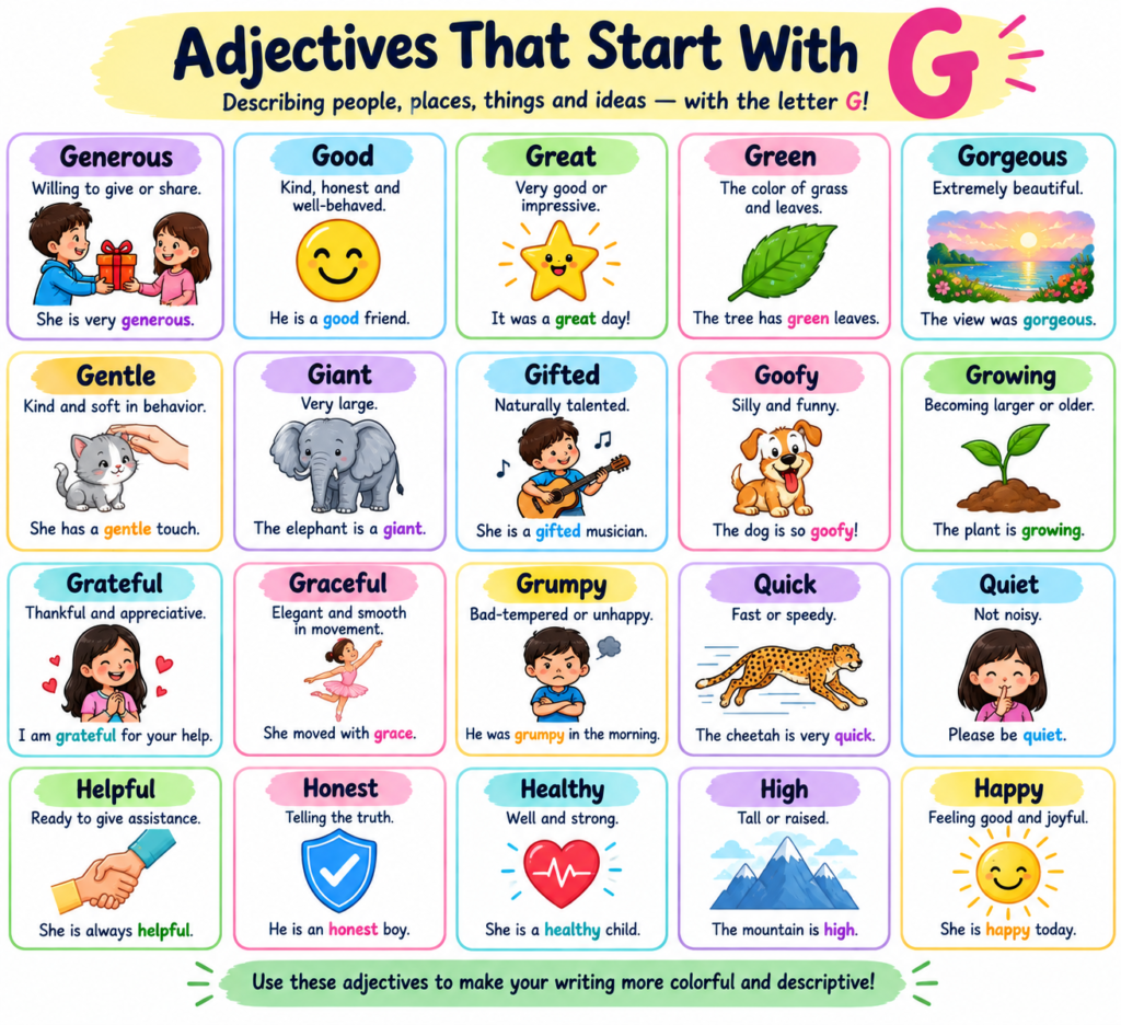 Adjectives That Start With G