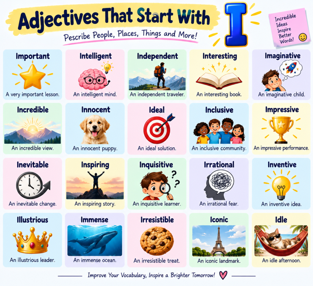Adjectives That Start With I