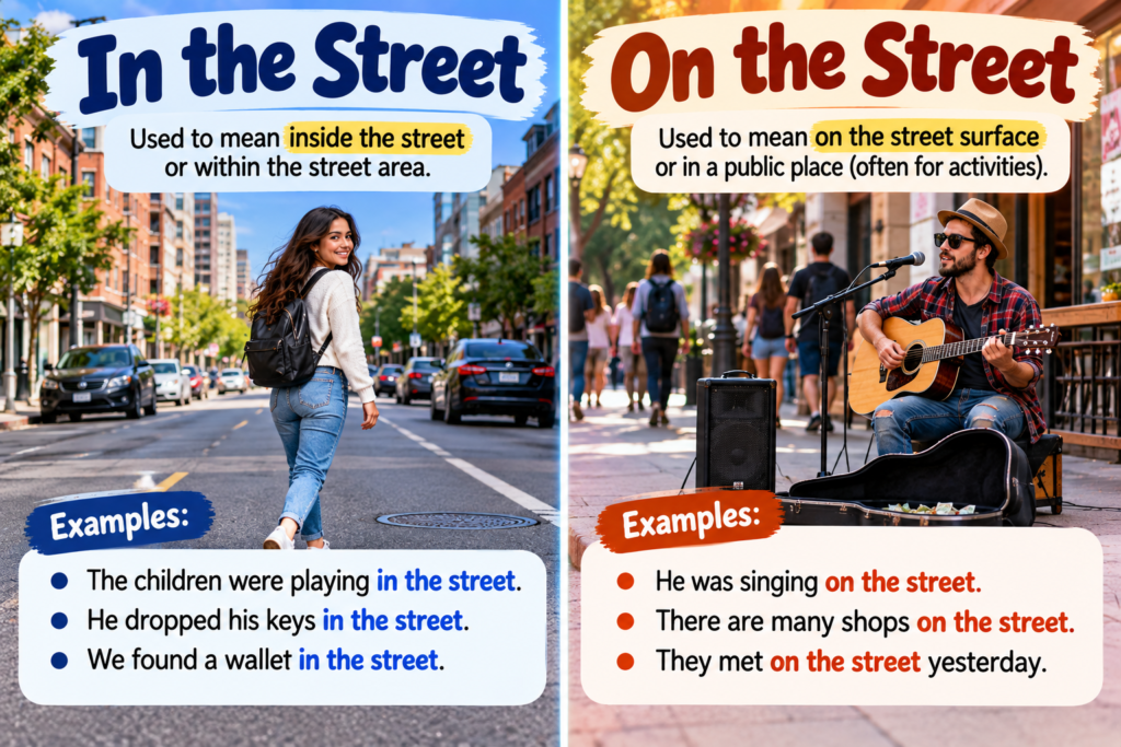 In the Street vs On the Street